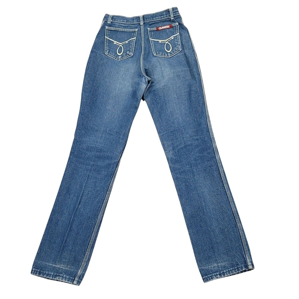 Vintage Carrera High Waisted Straight Leg Jeans Medium Wash Contrast Stitch Blue